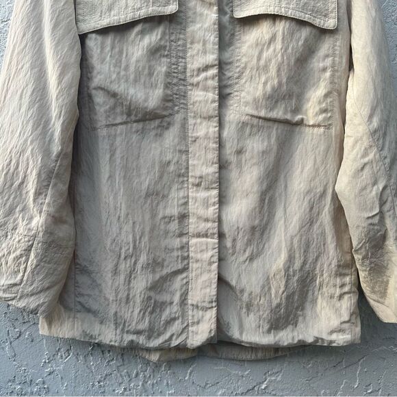 VINCE Padded Shirt Jacket Women Size Small Textured Coat Cream Neutral Relaxed - Picture 6 of 13